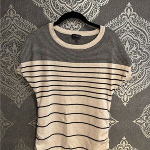 The Limited Black and Cream Striped Short Sleeve Top